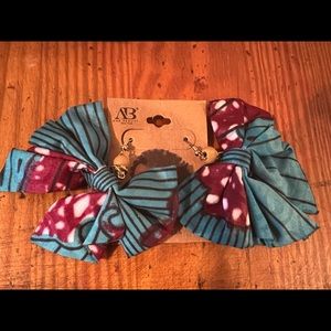 African Print Bow Earrings